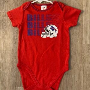 NFL Boy's Size 6-12 Months Buffalo Bills Red Romper With Helmet On The Front